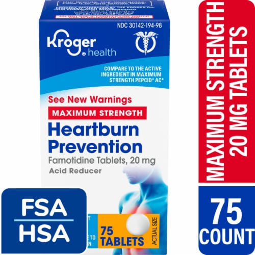 Kroger® Maximum Strength Heartburn Prevention Acid Reducer Famotidine Tablets 20mg Perspective: front