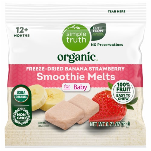 Simple Truth Organic® Banana and Strawberry Freeze-Dried Smoothie Melts Snack Perspective: front