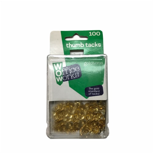 Office Works Gold Tone Thumb Tacks, 100 ct - Kroger