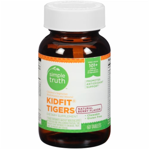 Simple Truth™ Kidfit Tigers Natural Berry Flavor Children's Multivitamin Tablets 60 Count Perspective: front