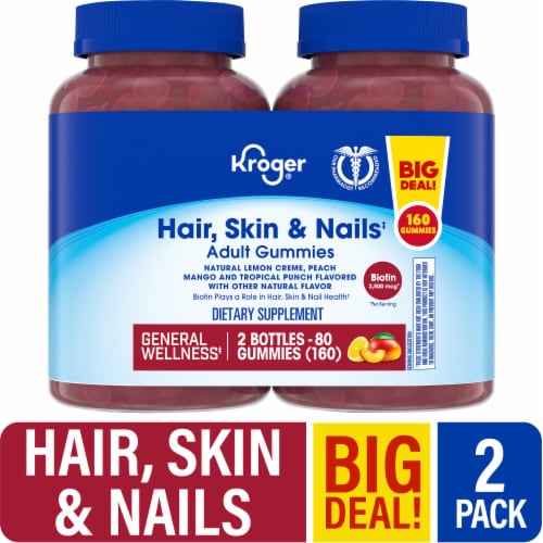 Kroger® Hair Skin Nails Adult Gummy Vitamin BIG Deal! Perspective: front
