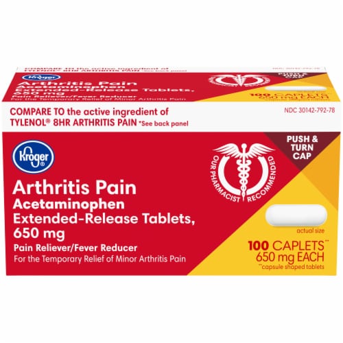 Kroger® Extended Release Arthritis Pain Relief Caplets 650mg Perspective: front