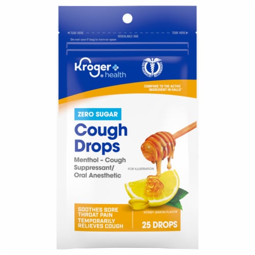 Kroger® Honey Lemon Sugar Free Cough Drops Perspective: front