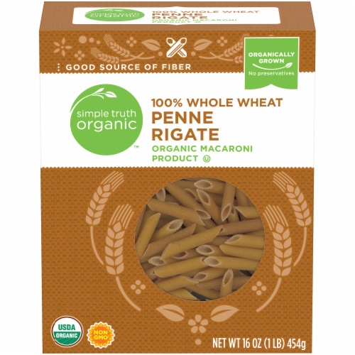 Simple Truth Organic™ 100% Whole Wheat Penne Rigate Pasta Perspective: front
