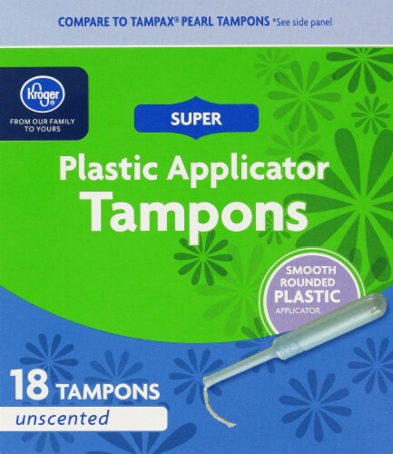 Kroger® Super Unscented Plastic Tampons Perspective: front