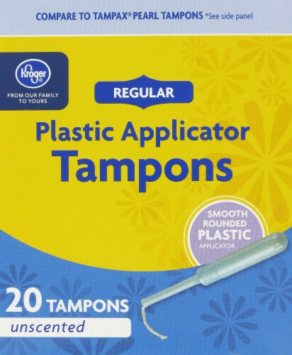 Kroger® Unscented Regular Plastic Tampons Perspective: front