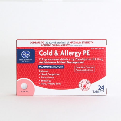 Kroger® Cold & Allergy PE Tablets Perspective: front