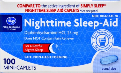 Kroger® Nighttime Sleep-Aid Caplets Perspective: front