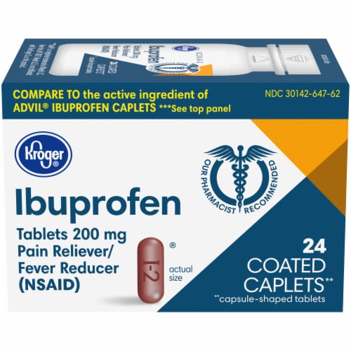 Kroger® Ibuprofen Coated Caplets Perspective: front