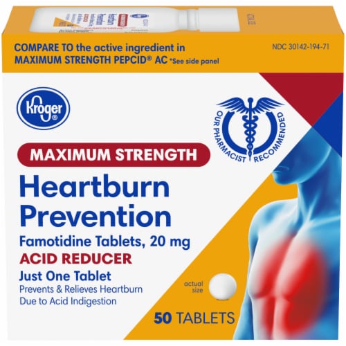 Kroger® Maximum Strength Acid Reducer Heartburn Prevention Tablets Perspective: front