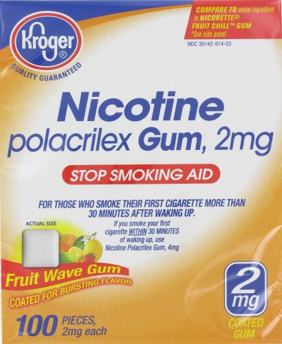 Kroger® Nicotine Polacrilex Fruit Wave Gum 2 mg Perspective: front