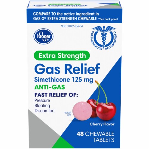 Kroger® Cherry Flavor Extra Strength Gas Relief Chewable Tablets Perspective: front