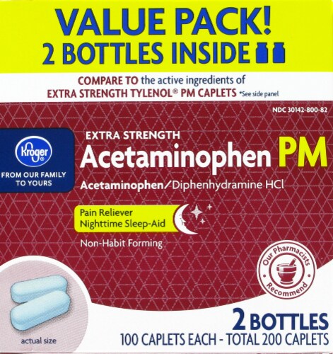 Kroger® Extra Strength Acetaminophen PM Caplets Value Pack Perspective: front