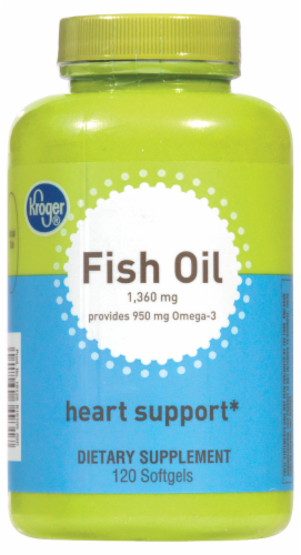 Kroger® Fish Oil Heart Support Softgels 1360mg Perspective: front