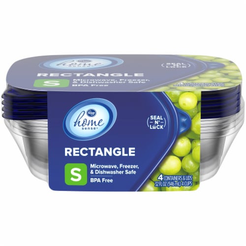 Kroger Home Sense Rectangle BPA-Free Plastic Snap Seal Food Storage Container - 4 pack Perspective: front