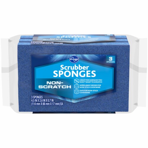 6 Sponges) SpongeBath Premium Cellulose Scrubber Sponges - Blue