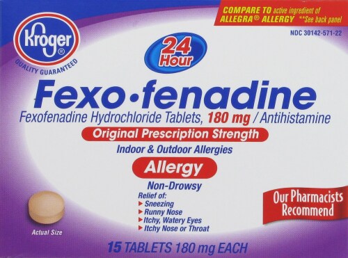 Kroger® Fexofenadine Non Drowsy Allergy Relief Tablets Perspective: front