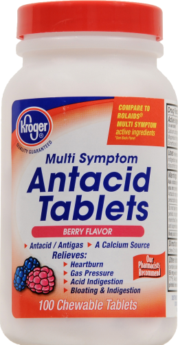 Kroger® Berry Flavored Maximum Strength Chewable Antacid Tablets Perspective: front