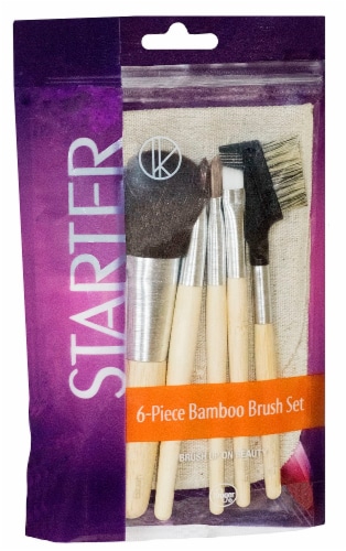Daily Mirra 6 Piece Bamboo Travel Brush Set Perspective: front