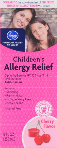 Kroger® Children's Diphenhydramine HCl Allergy Relief Cherry Flavor Liquid Perspective: front