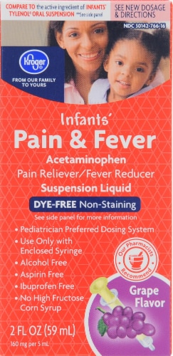 Kroger® Infants' Dye-Free Pain & Fever Suspension Liquid Perspective: front