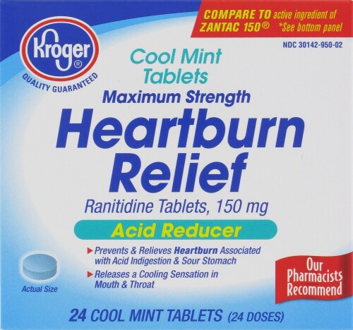 Kroger® Cool Mint Acid Relief Maximum Heartburn Relief Tablets Perspective: front
