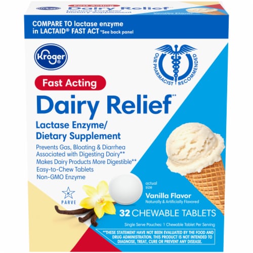 Kroger® Vanilla Flavor Dairy Relief Chewable Tablets Perspective: front