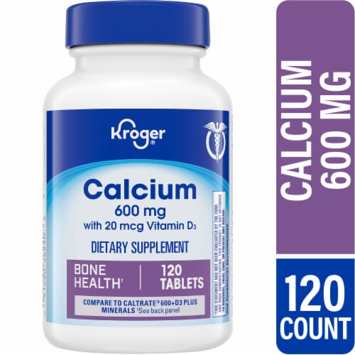 Kroger® 600 mg Calcium Bone Supplement Tablets Perspective: front