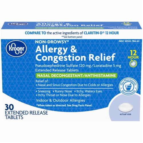 Kroger® 12 Hour Allergy & Congestion Relief Tablets Perspective: front