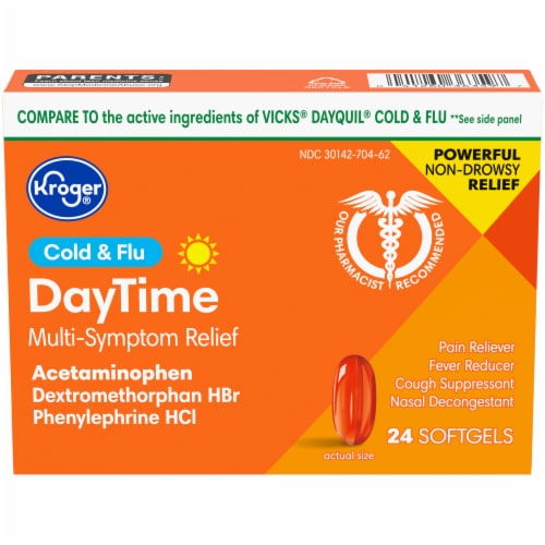 Kroger® Non-Drowsy Daytime Cold & Flu Softgels Perspective: front