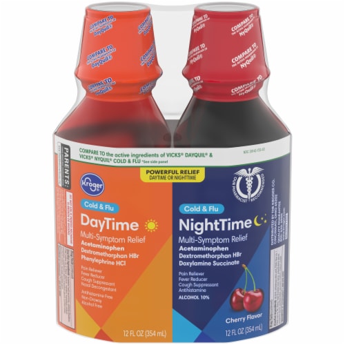 Kroger® DayTime & NightTime Cherry Cold & Flu Relief Liquid Perspective: front