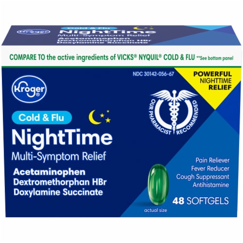 Kroger® NightTime Cold & Flu Relief Softgels Perspective: front