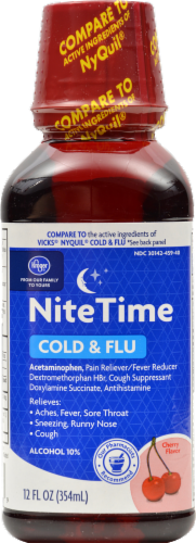 Kroger® Cherry Flavor Nighttime Cold & Flu Relief Liquid Perspective: front