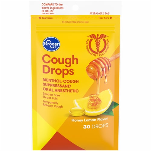 Kroger® Honey Lemon Flavor Cough Drops Perspective: front