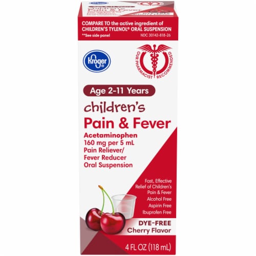 Kroger® Children's Cherry Flavor Pain & Fever Relief Liquid Perspective: front