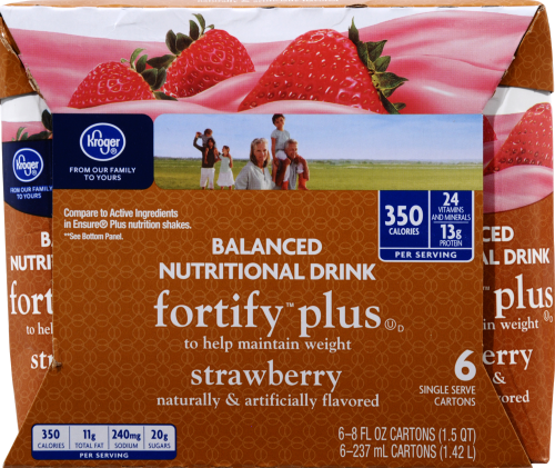 Kroger® Fortify Plus Strawberry Nutritional Drink Perspective: front