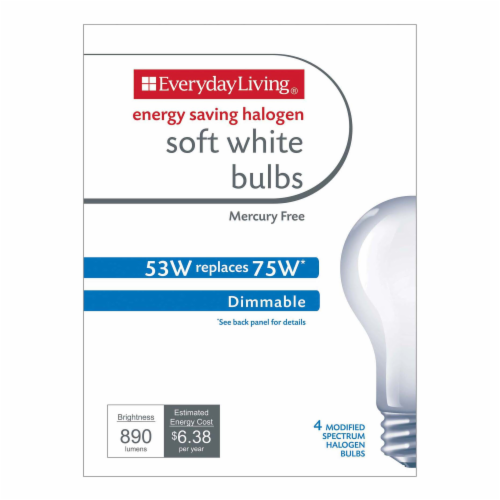 Everyday Living® 53-Watt (75-Watt) A19 Halogen Light Bulbs Perspective: front