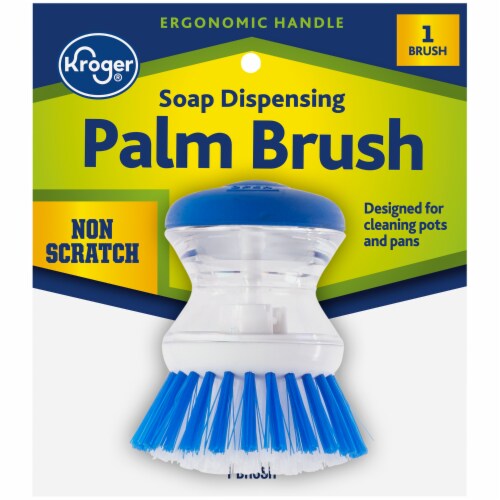 Kroger® Soap Dispensing Palm Brush - Blue/White Perspective: front