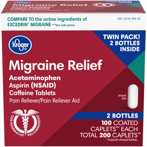 Kroger® Migraine Relief Pain Reliever Caplets Twin Pack Perspective: front