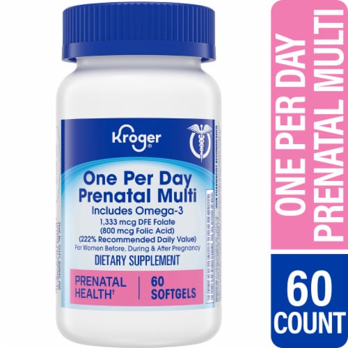 Kroger® One Per Day Prenatal Multivitamin with Omega-3 Softgels Perspective: front