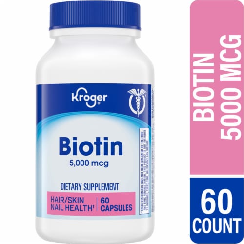 Kroger® Biotin Skin & Hair Health Capsules 5000mcg Perspective: front