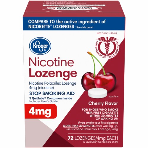 Kroger® Cherry Flavor Nicotine Lozenges 4 mg Perspective: front