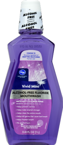 Kroger® Vivid Mint Alcohol-Free Fluoride Mouthwash Perspective: front