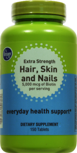 Kroger® Extra Strength Hair Skin & Nails Everyday Health Support Tablets Perspective: front