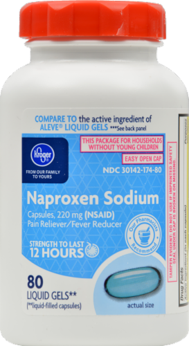 Kroger® Naproxen Sodium Pain Reliever/Fever Reducer Liquid Capsules Perspective: front