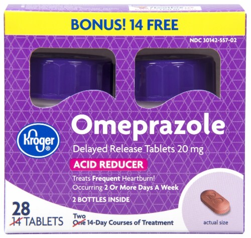 Kroger® Omeprazole Acid Reducer Tablets Twin Pack Perspective: front