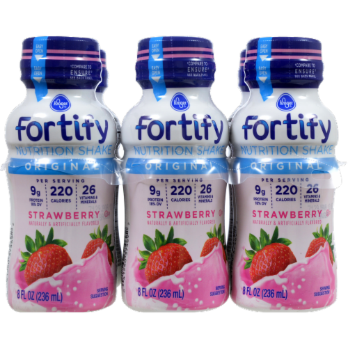 Kroger® Fortify Original Strawberry Nutrition Protein Shake Perspective: front