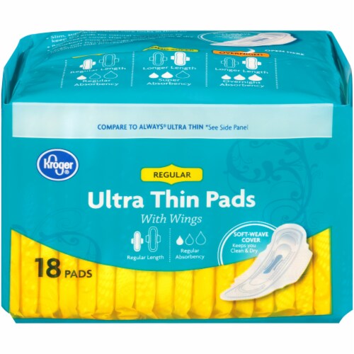 Kroger® Regular Ultra Thin Pads with Wings Perspective: front