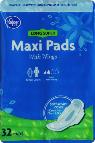 Kroger® Super Long with Wings Maxi Pads Perspective: front