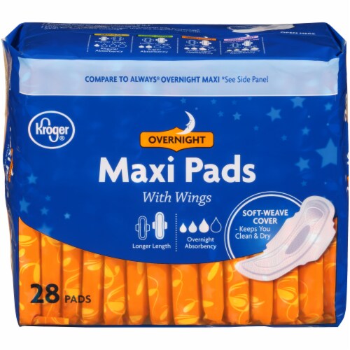 Kroger® Overnight Maxi Pads with Wings, 28 ct Fred Meyer